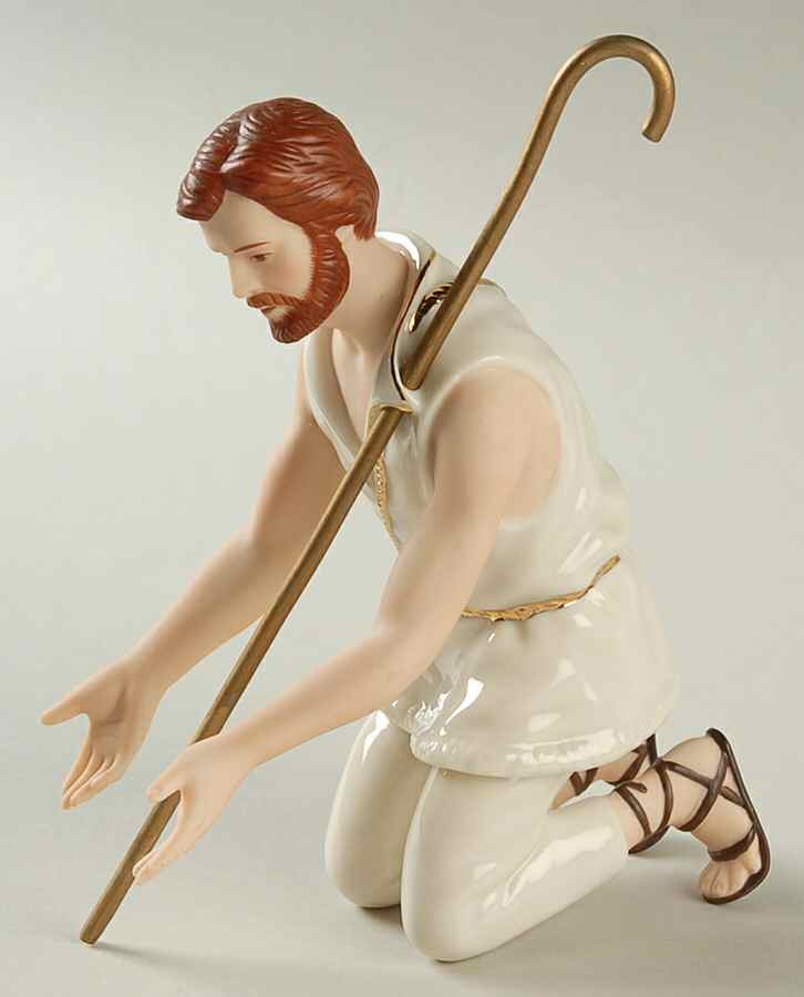 Classic Nativity Collection Shepherd Kneeling With Crook - No Box by Lenox-1