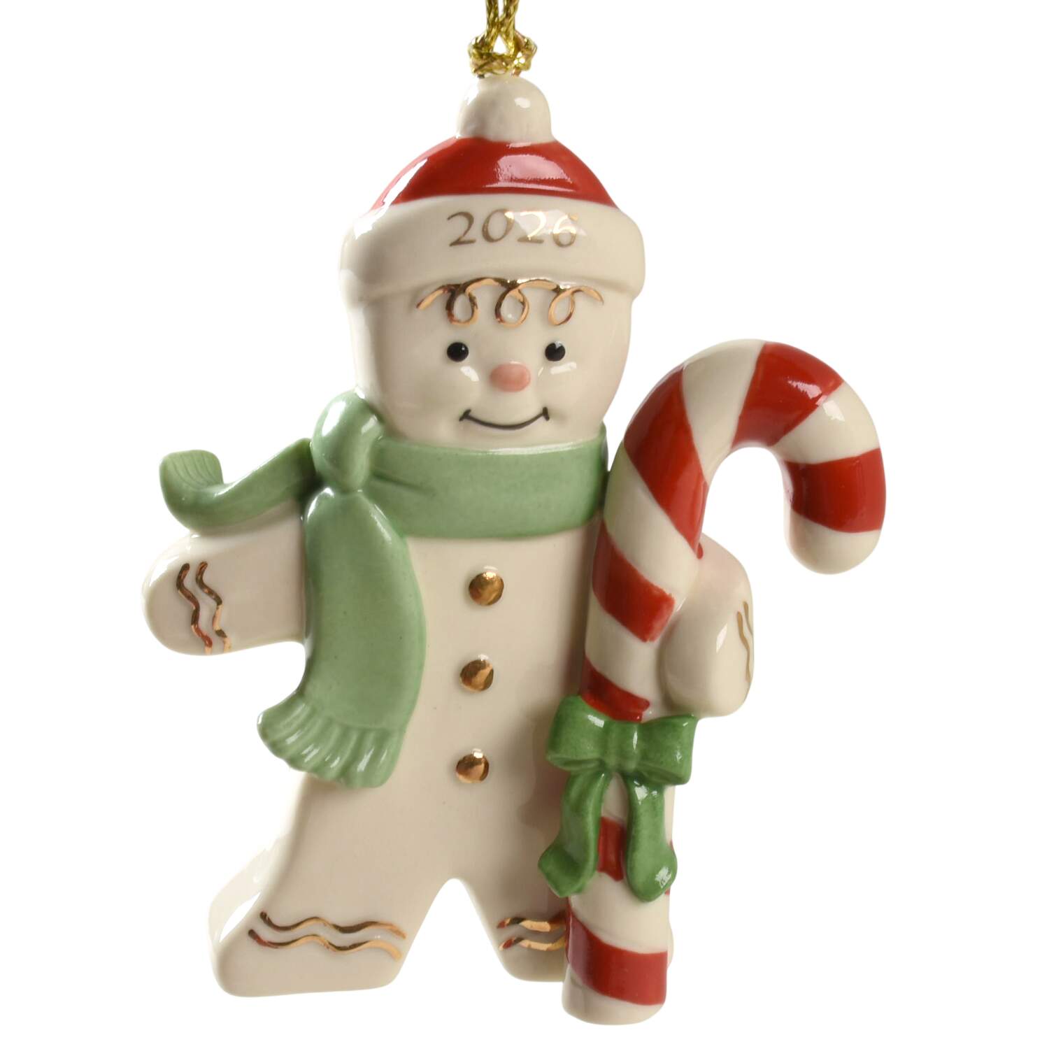 Annual Gingerbread Man Ornament Gingerbread With Candy Cane - No Box by Lenox-1