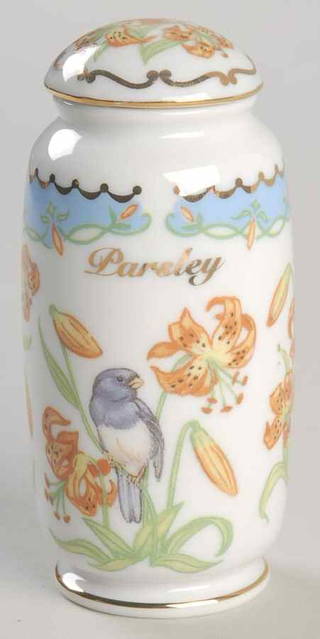 Birds and Blossoms-Spice Jars Parsley-Dark-Eyed Junco - Spice Jar Set-Ind Jar-Motif 18 by Lenox-1