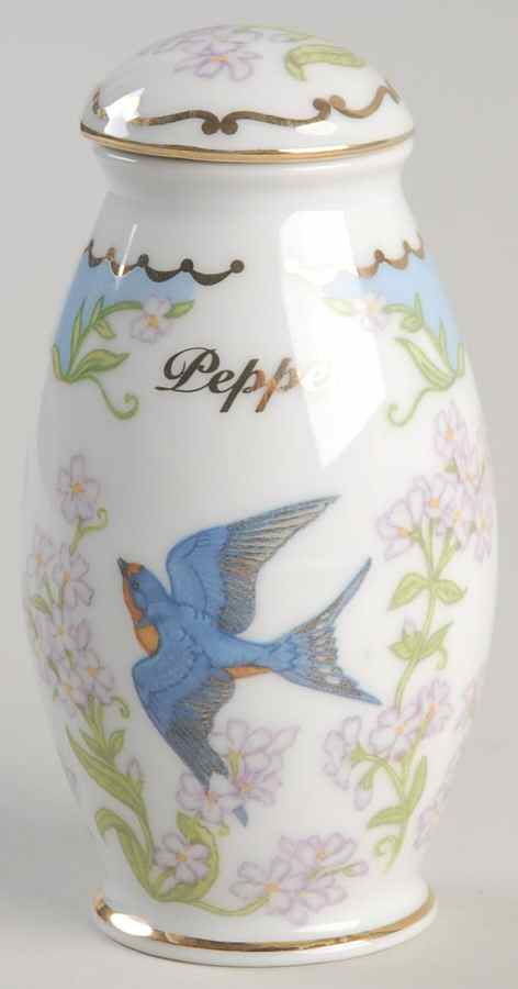 Birds and Blossoms-Spice Jars Pepper (Red)-Barn Swallow - Pepper Shaker by Lenox-1