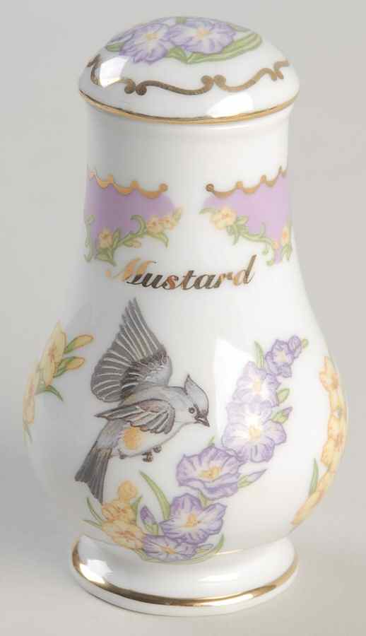 Birds and Blossoms-Spice Jars Mustard-Tufted Titmouse - Spice Jar Set-Ind Jar-Motif 13 by Lenox-1