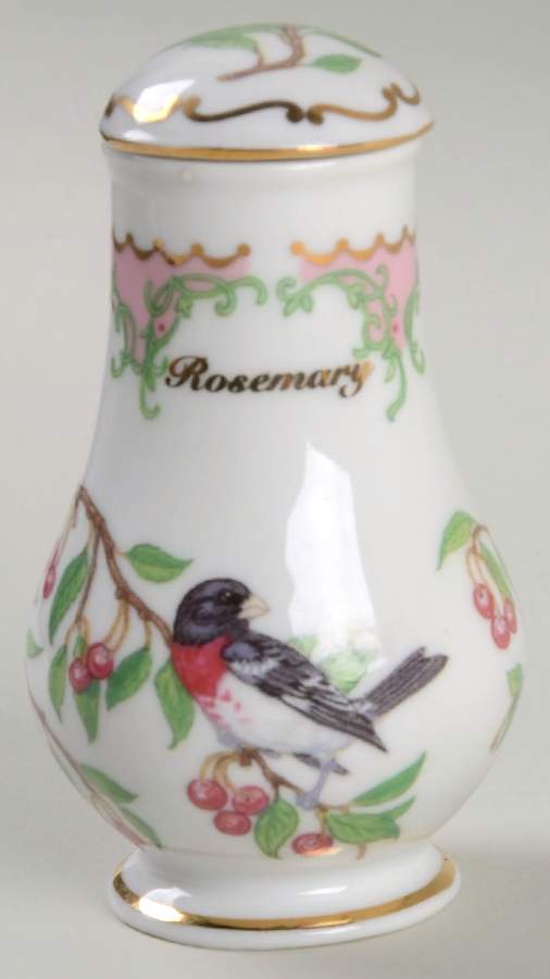 Birds and Blossoms-Spice Jars Rosemary-Rose Breasted Grosbea - Spice Jar Set-Ind Jar-Motif 19 by Lenox-1