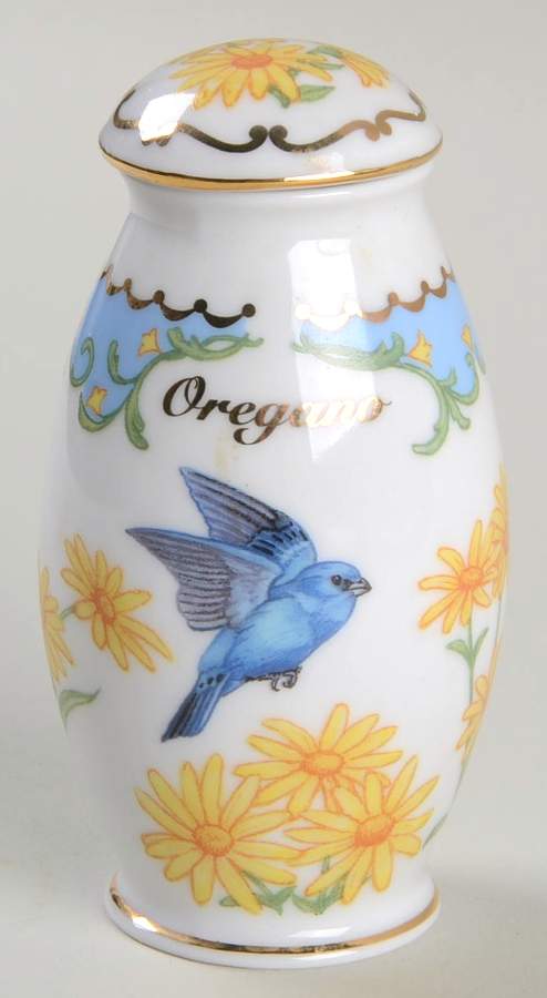 Birds and Blossoms-Spice Jars Oregano-Indigo Bunting - Spice Jar Set-Ind Jar-Motif 16 by Lenox-1