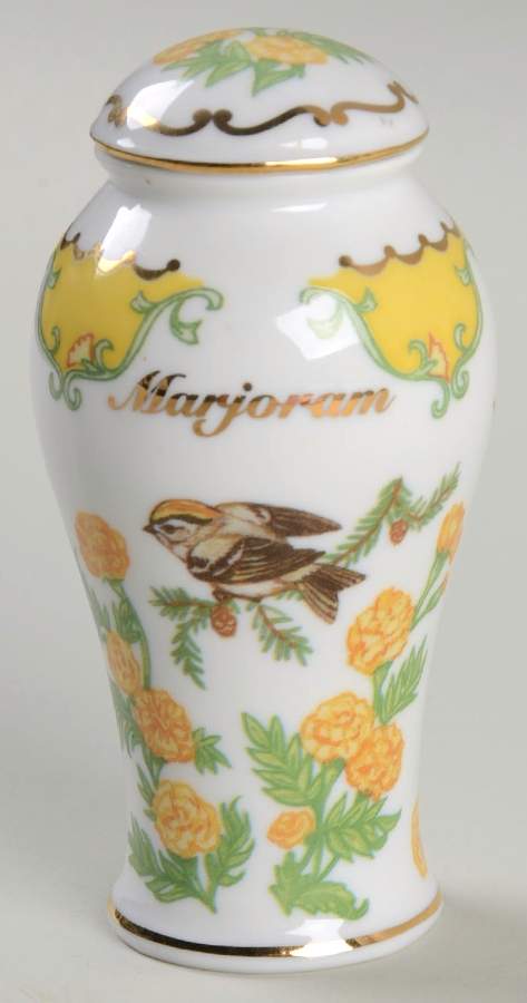 Birds and Blossoms-Spice Jars Marjoram-Golden Crowned Kinglet - Spice Jar Set-Ind Jar-Motif 12 by Lenox-1