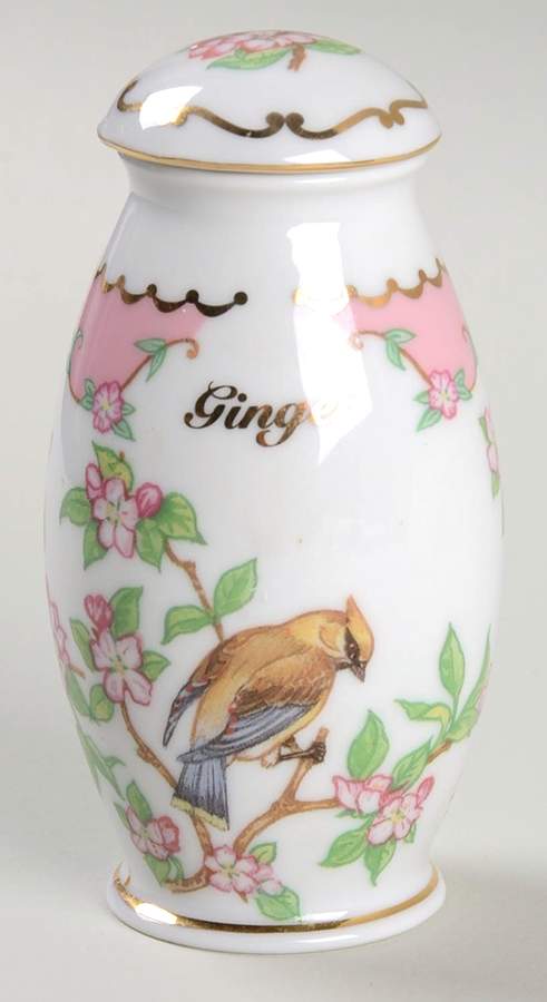 Birds and Blossoms-Spice Jars Ginger-Cedar Waxwing - Spice Jar Set-Ind Jar-Motif 11 by Lenox-1