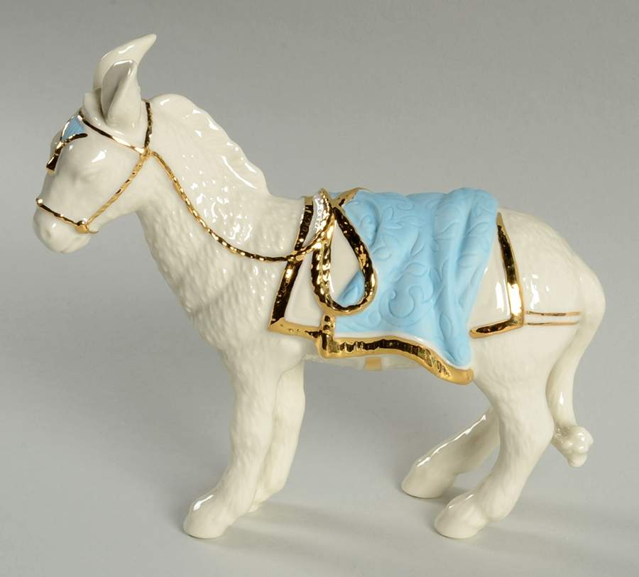First Blessing-Nativity Donkey-Standing-Blue - Boxed by Lenox-1