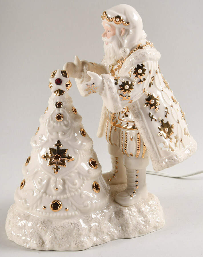 Florentine & Pearl Collection Santa With Lighted Tree - Boxed by Lenox-1