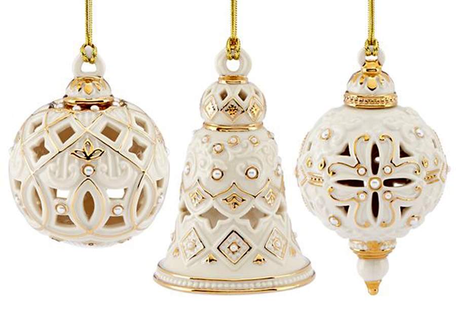 Florentine & Pearl Collection Ornaments-Set Of 3 - Boxed by Lenox-1