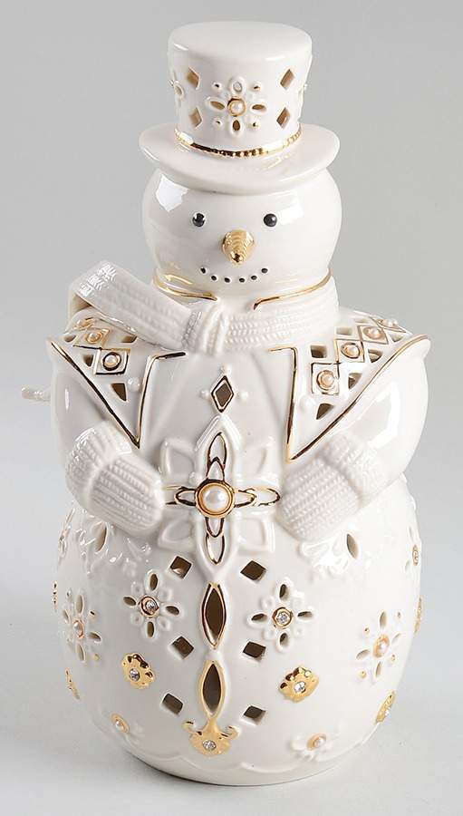 Florentine & Pearl Collection Snowman Lit Figurine - Boxed by Lenox-1
