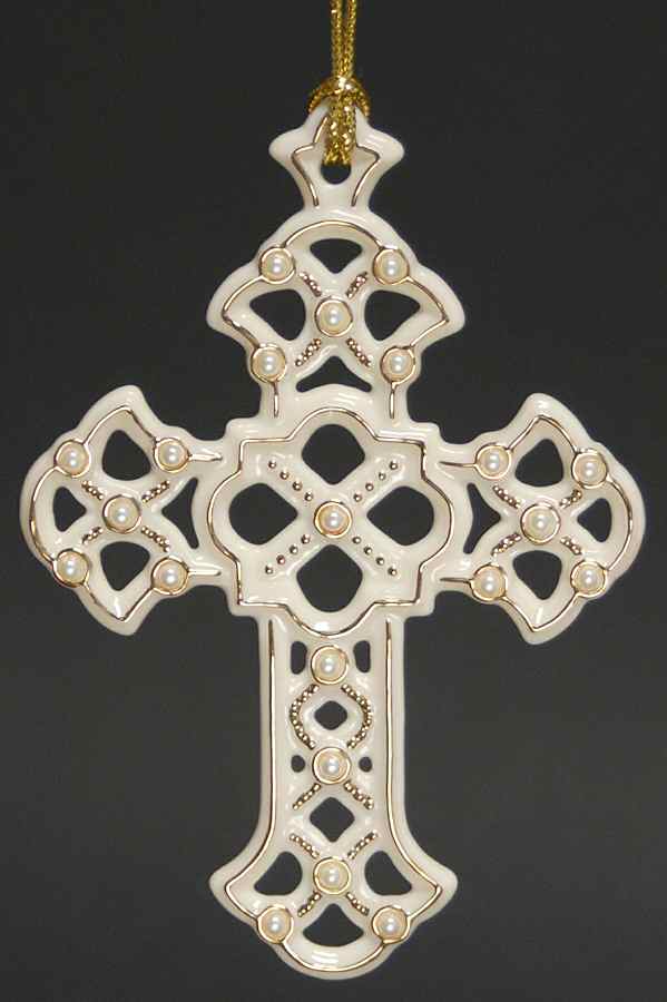 Florentine & Pearl Collection Cross Ornament - Boxed by Lenox-1