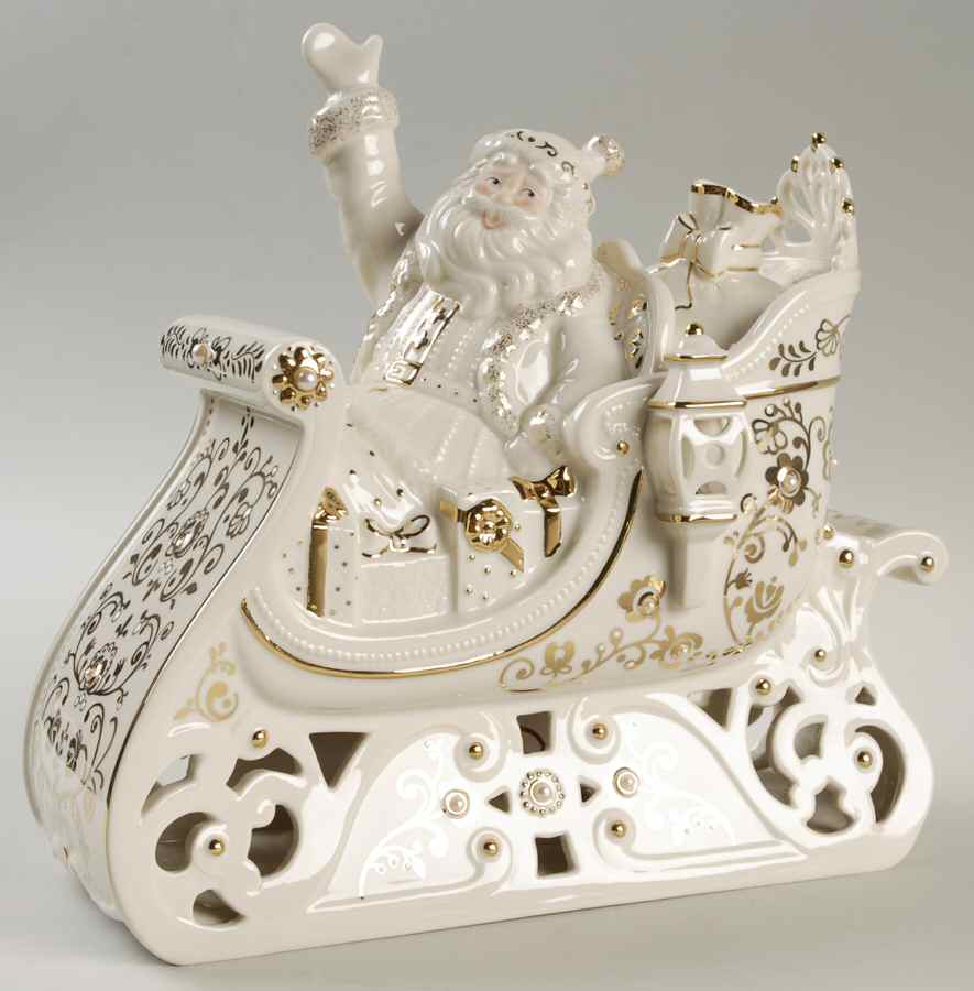 Florentine & Pearl Collection Santa's Glorious Ride-Lighted Figure - No Box by Lenox-1
