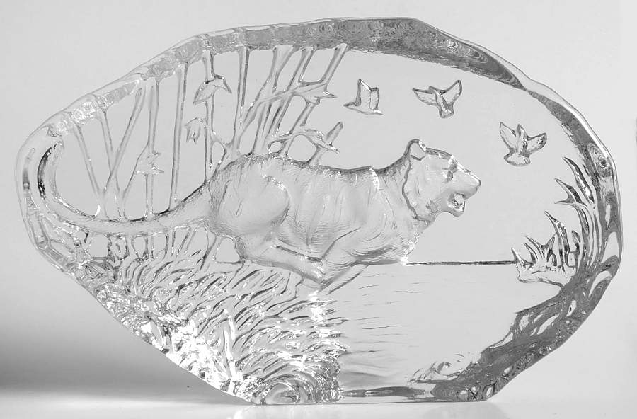 Crystal Animals Tiger Chase Paperweight - Boxed by Lenox-1