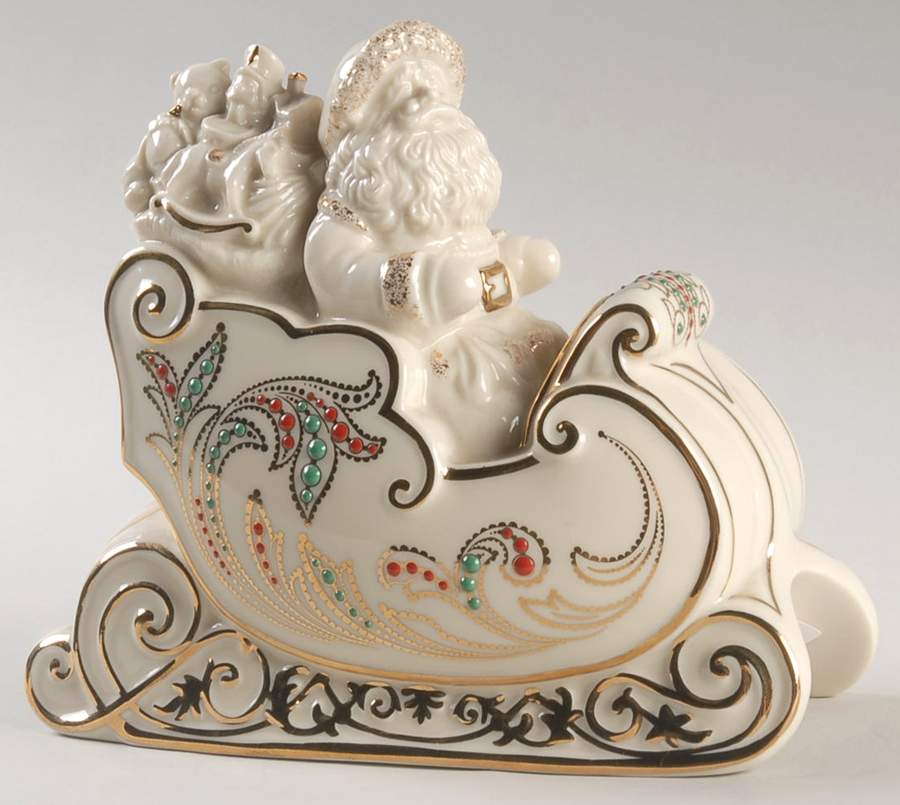 Dash Away All Figurines Santa  And Sleigh-Extra Design On Side - No Box by Lenox-1
