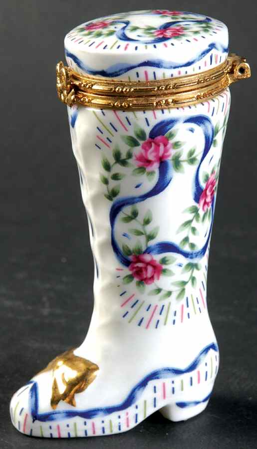 Lefton Hinged Boxes Boot-Pink Roses - Boxed by Lefton-1