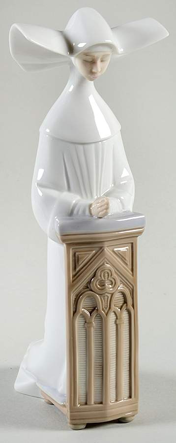 Nuns Meditation (White) - No Box by Lladro-1