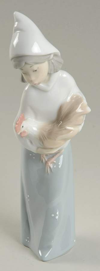 Children Nativity Shepherdess With Rooster-Dots On Dress - No Box by Lladro-1