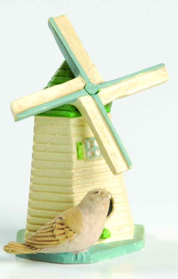 Garden Birdhouse Thimble Collection Chipping Sparrow On Windmill - No Box by Lenox-1
