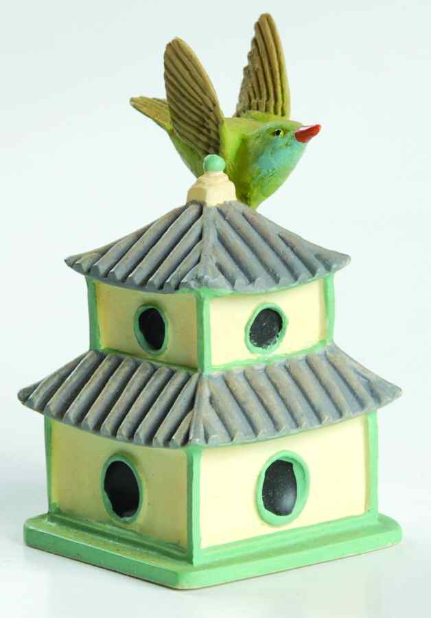 Garden Birdhouse Thimble Collection Broad Billed Hummingbird On Pagoda - No Box by Lenox-1