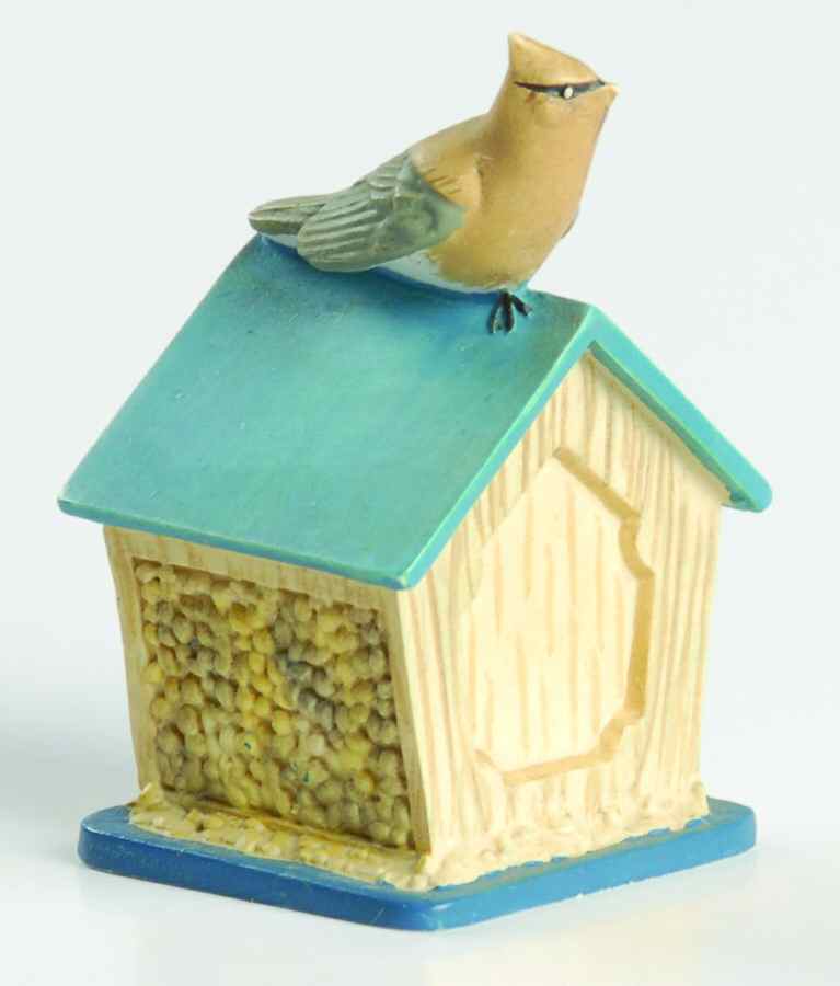 Garden Birdhouse Thimble Collection Cedar Waxwing On Glass Feeder - No Box by Lenox-1