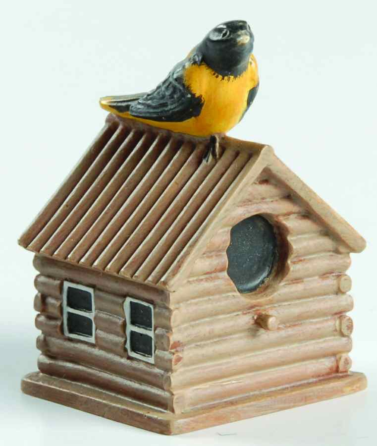 Garden Birdhouse Thimble Collection Baltimore Oriole On Log Cabin - Boxed by Lenox-1