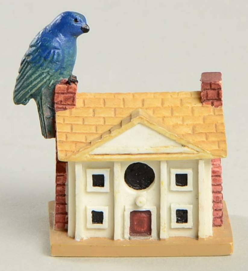 Garden Birdhouse Thimble Collection Indigo Bunting On Plantation - Boxed by Lenox-1