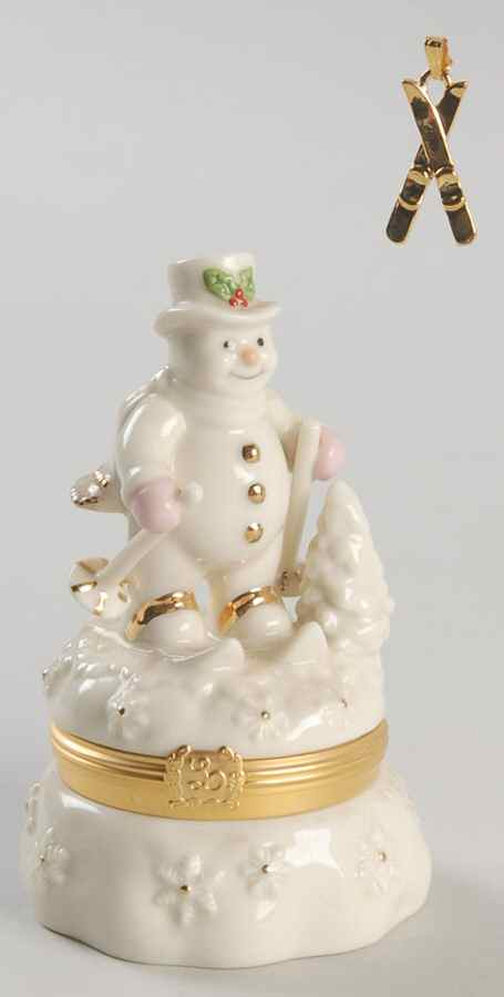 Lenox Treasures Snowman Box Skiing In Style-Ski Charm - Boxed by Lenox-1