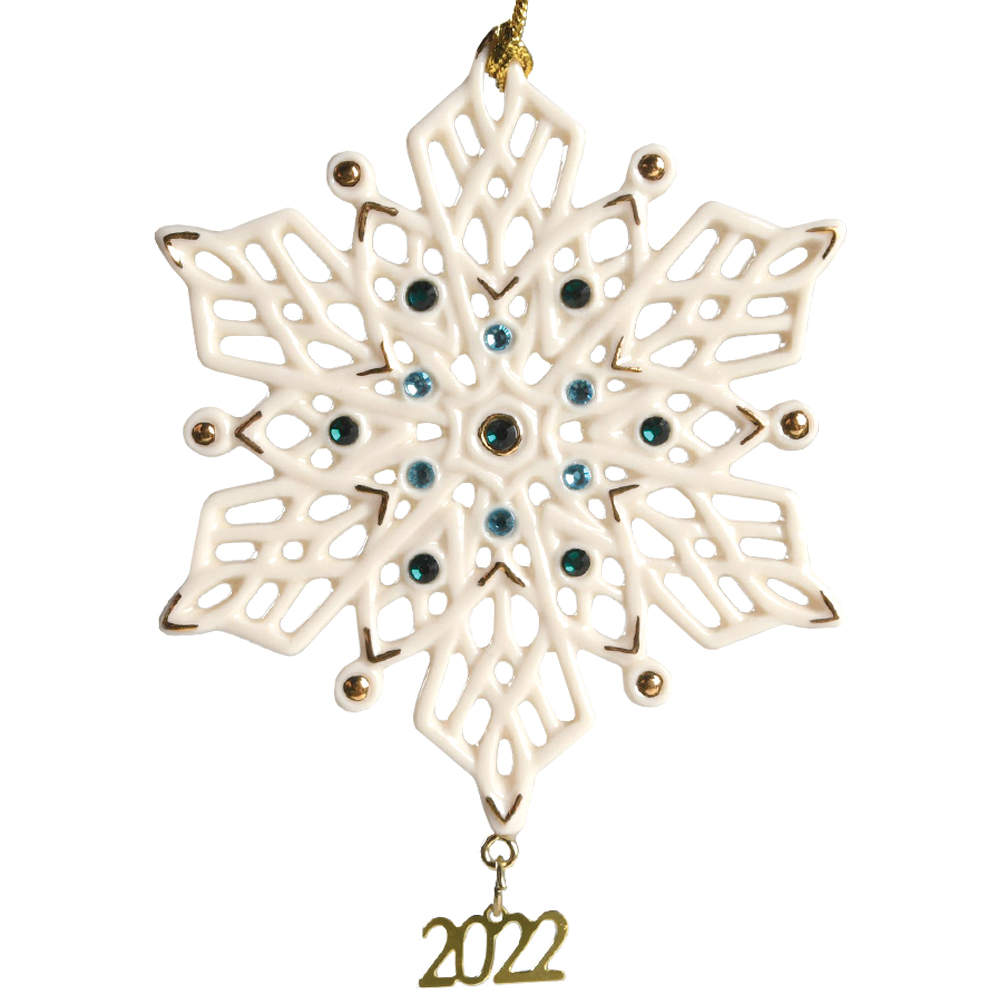 China Snowflake Ornament 2022-Gemmed Snowflake - Boxed by Lenox-1