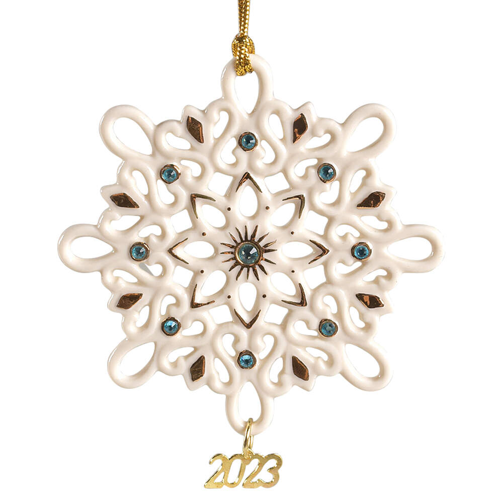 China Snowflake Ornament 2023-Gemmed Snowflake - No Box by Lenox-1