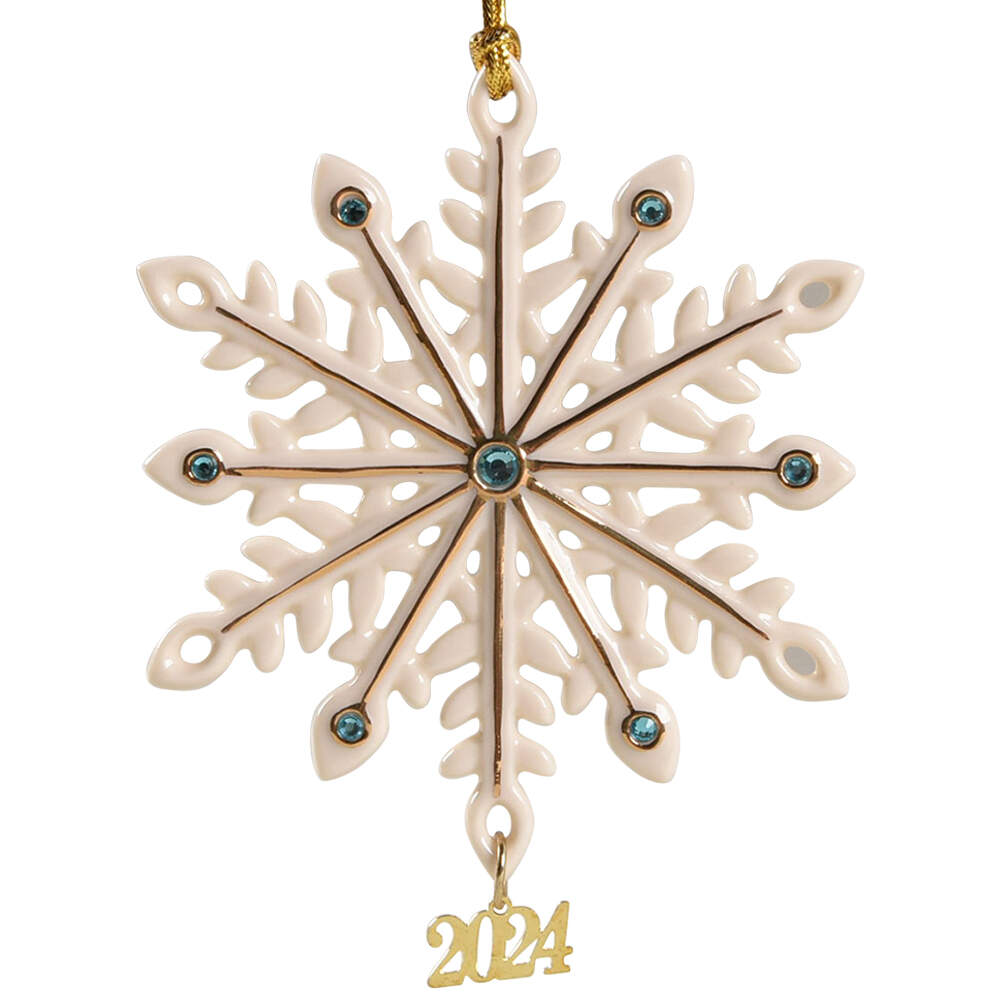 China Snowflake Ornament 2024-Gemmed Snowflake - Boxed by Lenox-1