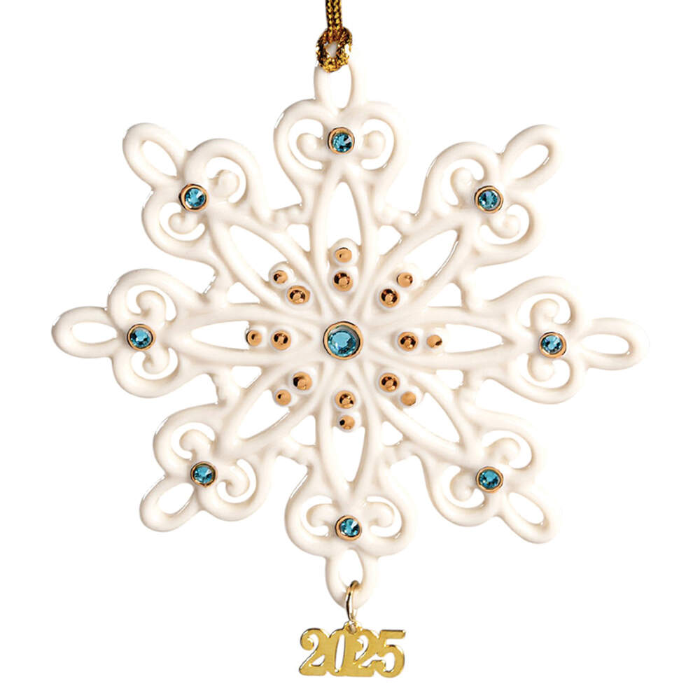 China Snowflake Ornament 2025-Gemmed Snowflake - Boxed by Lenox-1