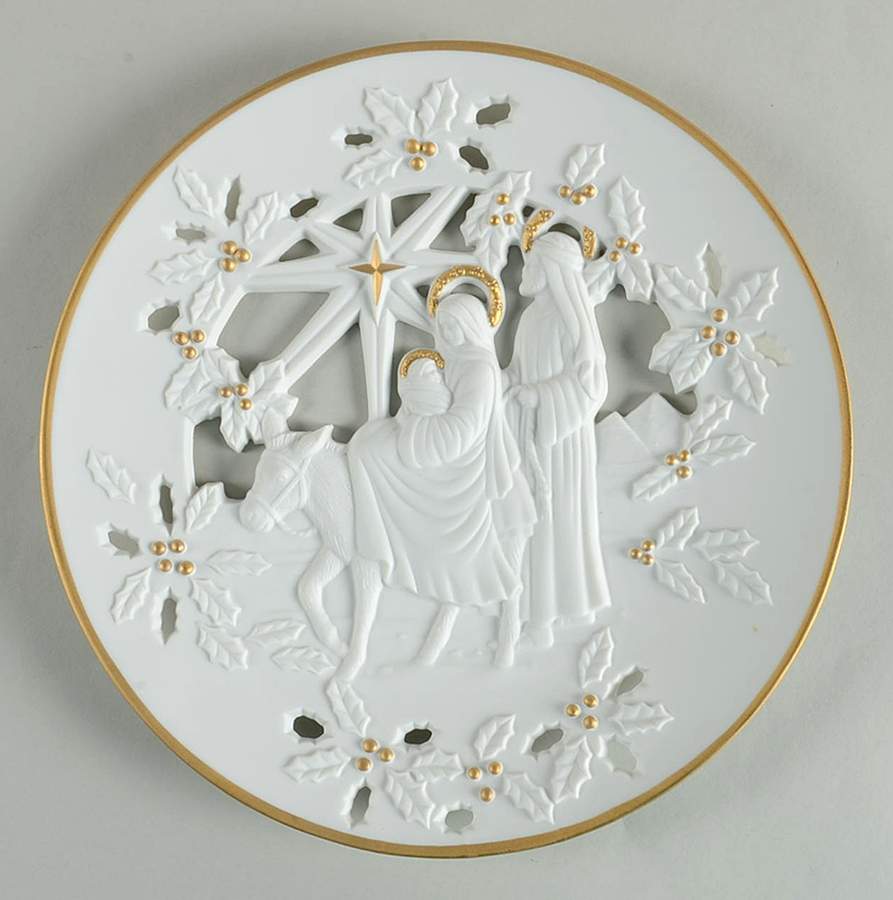 Pierced Nativity Plates Flight Into Egypt - Boxed by Lenox-1
