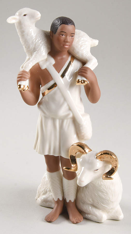 Oh Holy Night-Ebony Nativity Shepherd Boy With Sheep - No Box by Lenox-1
