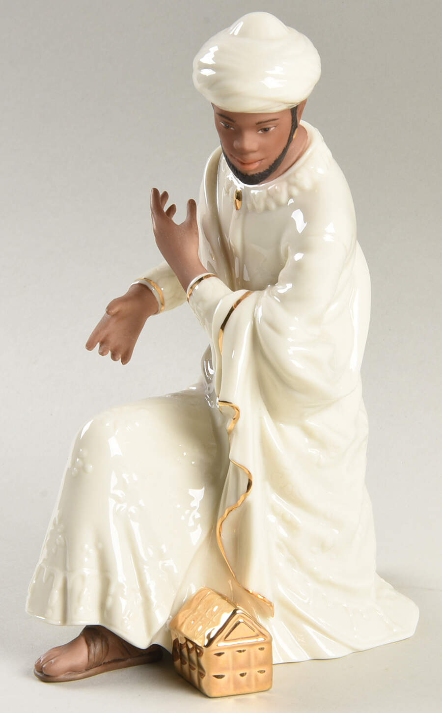Oh Holy Night-Ebony Nativity Balthazar-King Kneeling - No Box by Lenox-1
