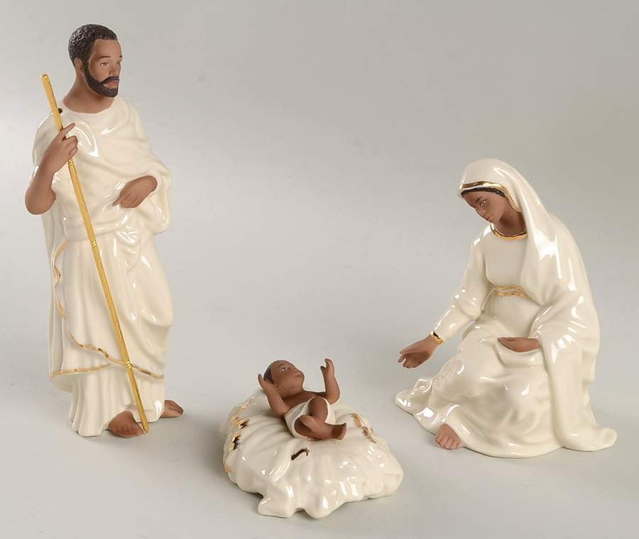 Oh Holy Night-Ebony Nativity Holy Family-3 Piece Set - With Box by Lenox-1
