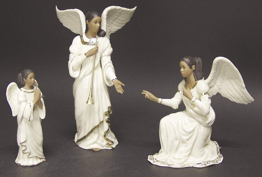 Oh Holy Night-Ebony Nativity Angels In Adoration-3 Piece Set - Boxed by Lenox-1