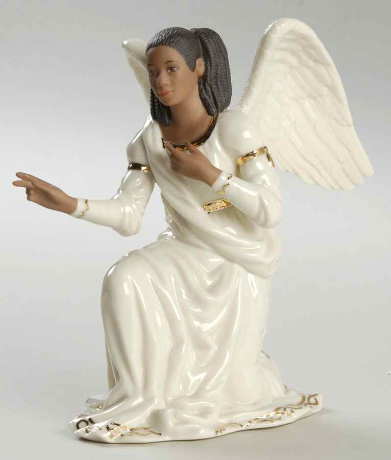 Oh Holy Night-Ebony Nativity Angel Kneeling - No Box by Lenox-1