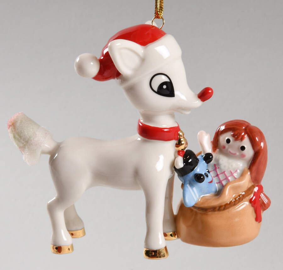 Whimsical Rudolph Ornaments Rudolph Delivering Toys - Boxed by Lenox-1