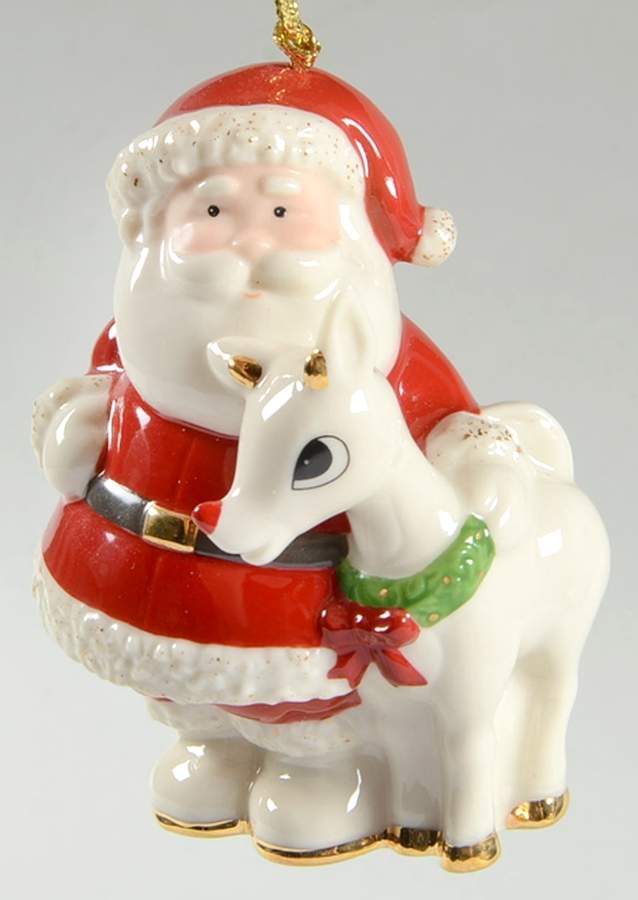 Whimsical Rudolph Ornaments Rudolph With Santa - Boxed by Lenox-1