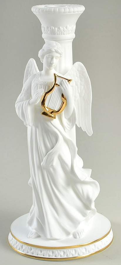Angels of Light-Candleholder Angel With Lyre-Candlestick - No Box by Lenox-1