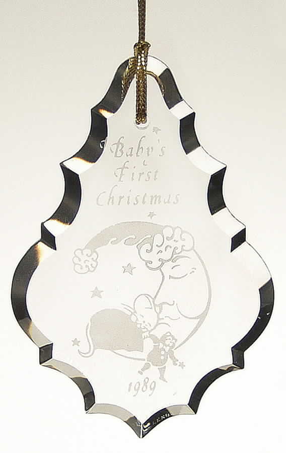 Baby's First Christmas-Crystal 1989-Pendant/ Sleeping Moon - No Box by Lenox-1