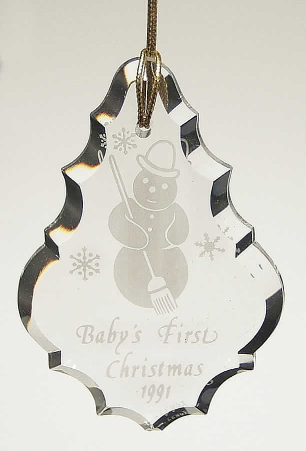 Baby's First Christmas-Crystal 1991-Pendant/ Snowman - Boxed by Lenox-1