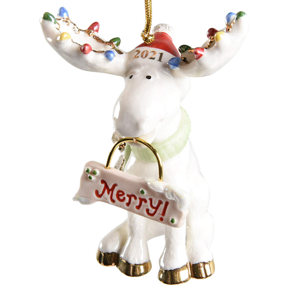 Annual Moose Ornaments 2021 Marcel The Moose - Boxed by Lenox-1