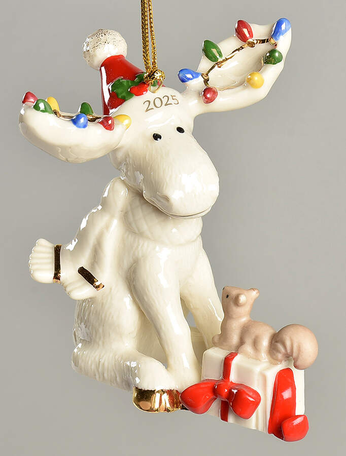 Annual Moose Ornaments 2025 Marcel The Moose - Boxed by Lenox-1