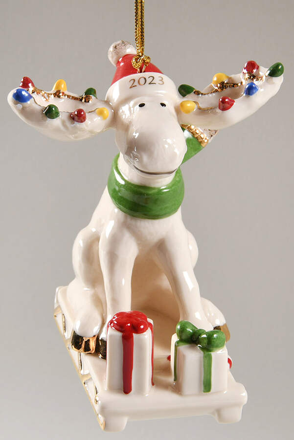 Annual Moose Ornaments 2023 Marcel The Moose - Boxed by Lenox-1
