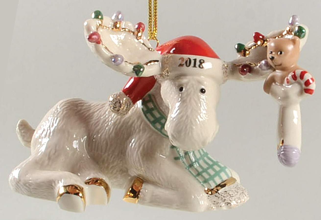 Annual Moose Ornaments Marcel's Christmas Stocking - Boxed by Lenox-1
