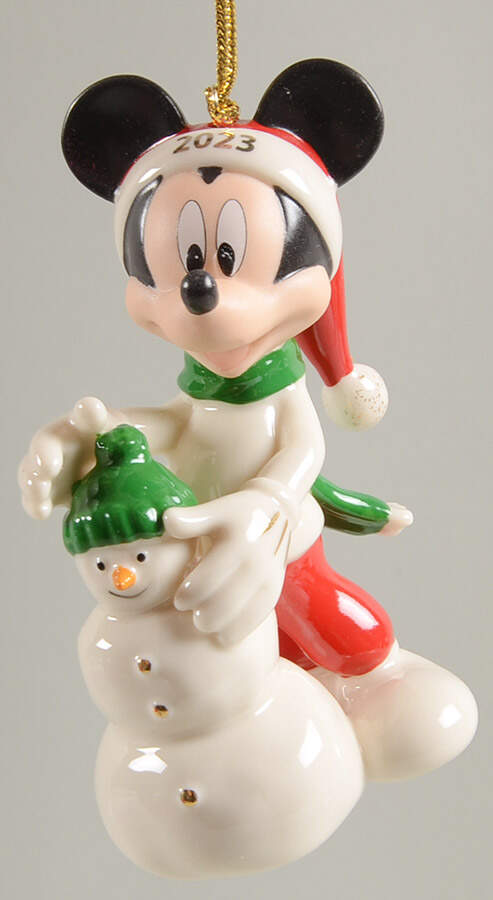 Mickey Mouse Annual Ornaments Mickey And Snowman - No Box by Lenox-1