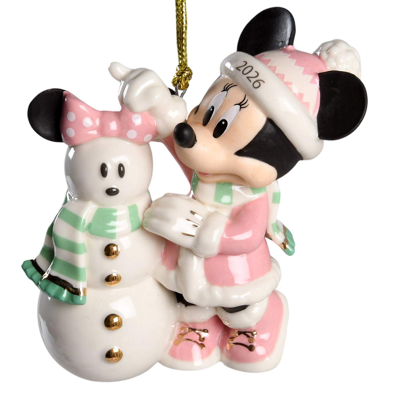 Mickey Mouse Annual Ornaments Minnie Matching Snowman - Boxed by Lenox-1