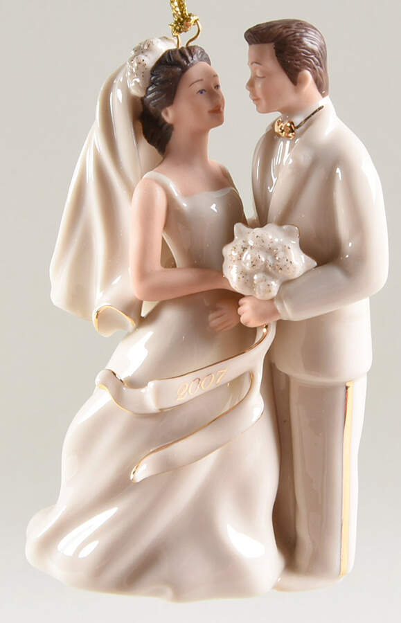 Bride And Groom Ornaments 2007-Bride & Groom Caucasian - Boxed by Lenox-1