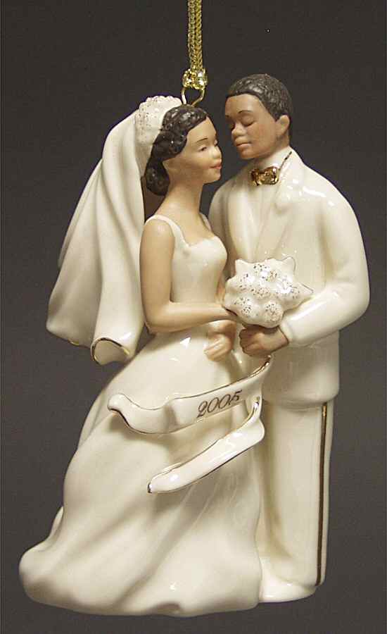 Bride And Groom Ornaments 2005-Bride And Groom-African American - Boxed by Lenox-1