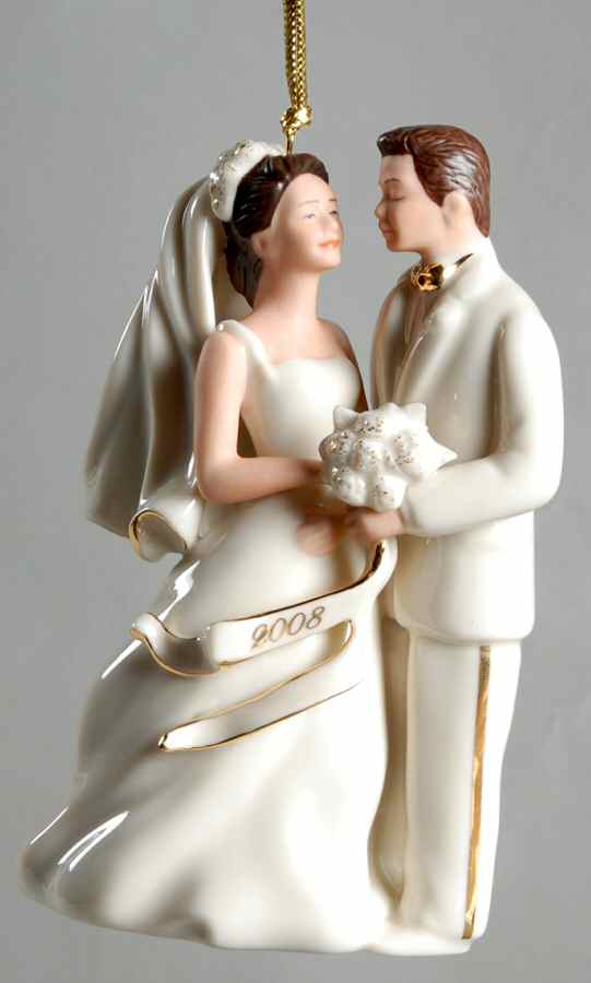 Bride And Groom Ornaments 2008-Bride & Groom Caucasian - Boxed by Lenox-1